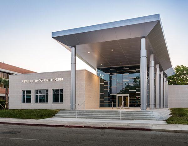 The exterior of the Frisch Welcome Center on the main campus.